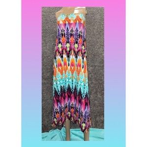 Hot Kiss Form Fitting Maxi Dress Size Small Pink Teal Purple Long